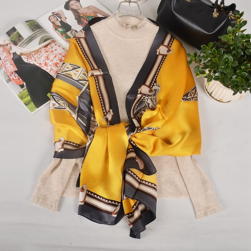 Shawl Wrap Winter - BYSIFA| New Bright Yellow 100% Mulberry