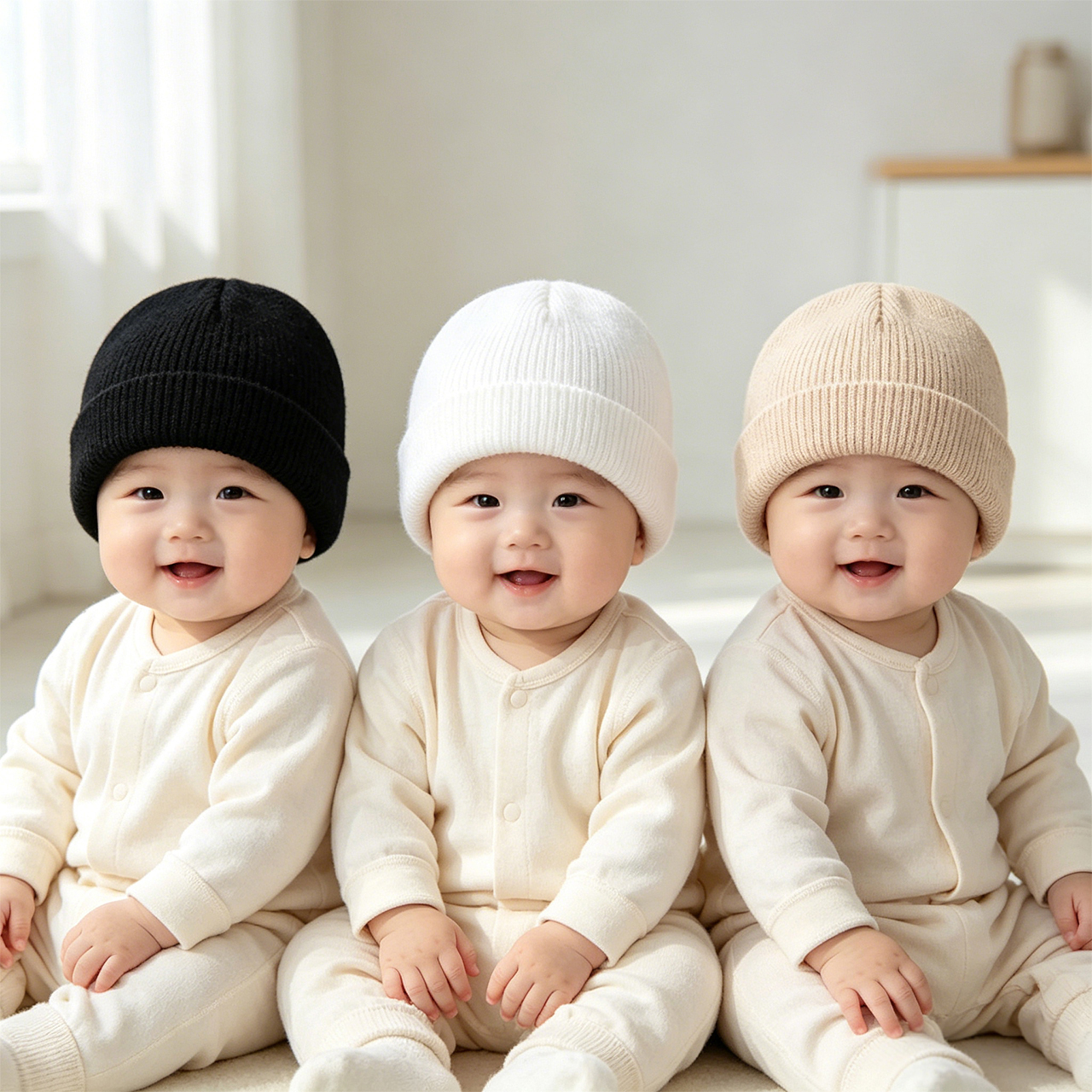 Knit Beanie Hat Warm - 3pcs Kids Beanies Set Winter Children