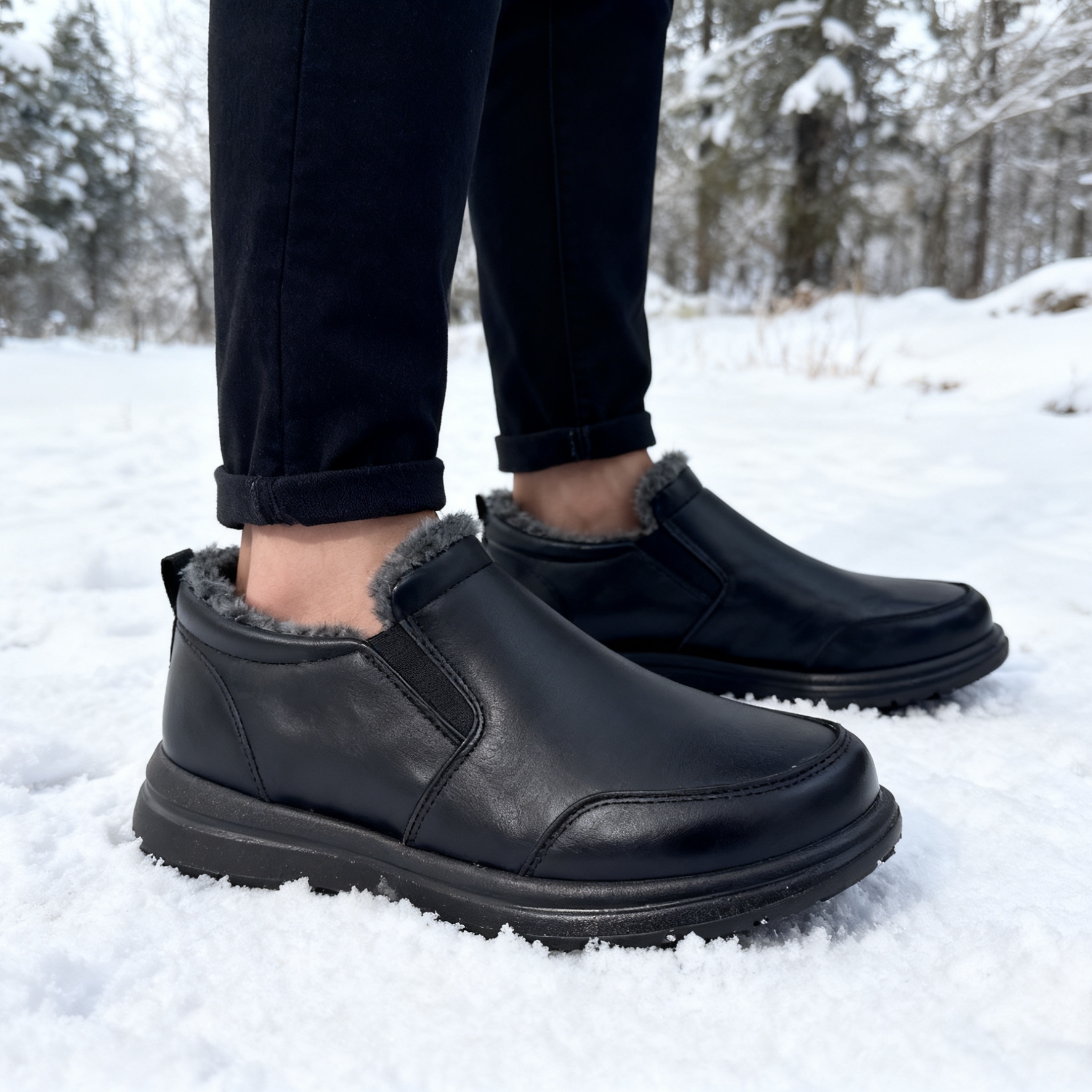 Waterproof Winter Boot - Men's Faux Fur Lined Winter Ankle