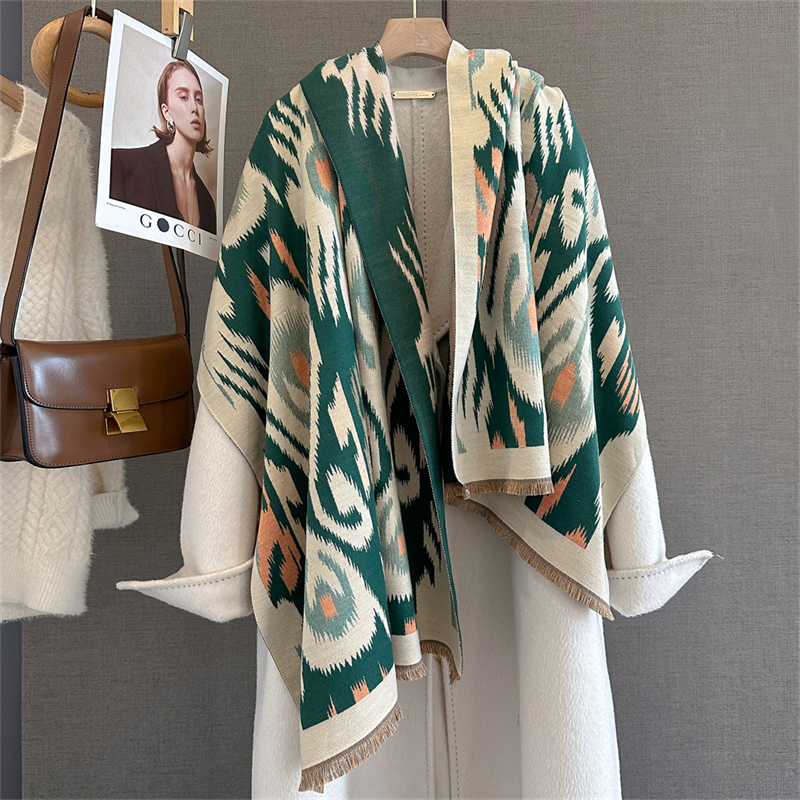 Cashmere Pashmina Wrap - 2025 Brand Warm Cashmere Poncho Shawl