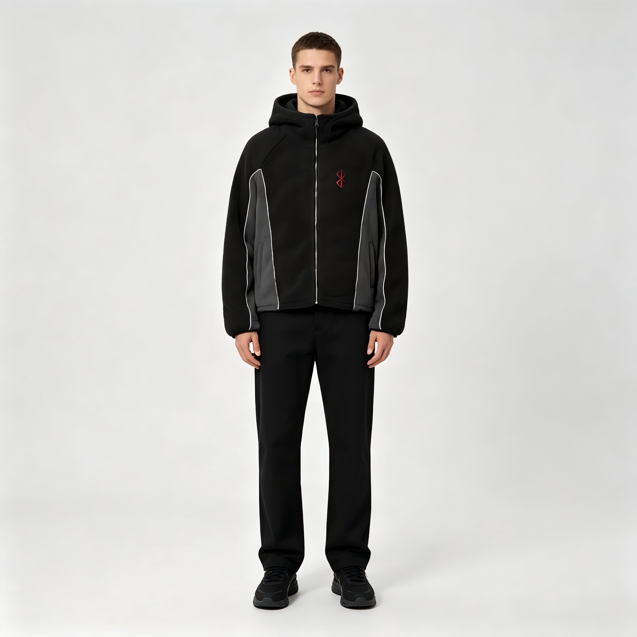 Sherpa Hoodie Fleece - Unisex Color Block Sherpa Fleece Hooded