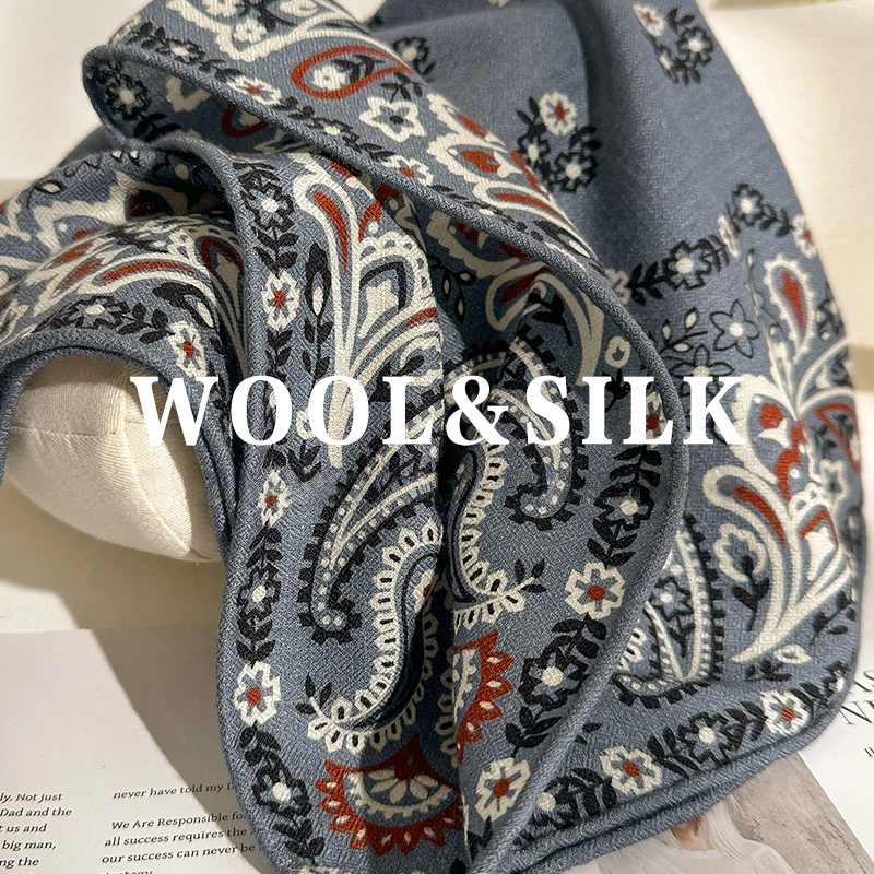 Shawl Wrap Winter - 70% Wool 30% Silk Scarf Women