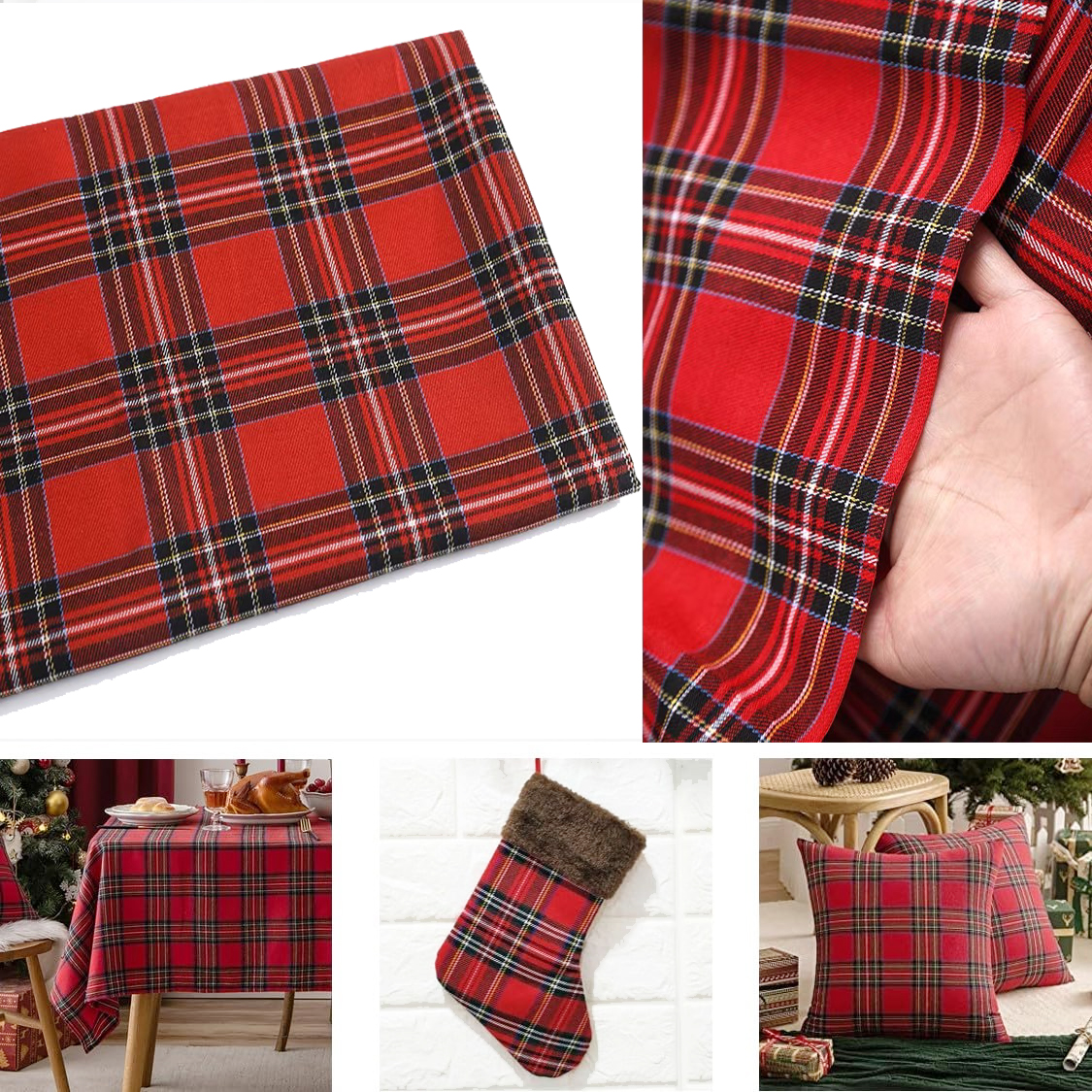 Flannel Shirt Lined - Christmas Plaid Fabric for DIY Craft