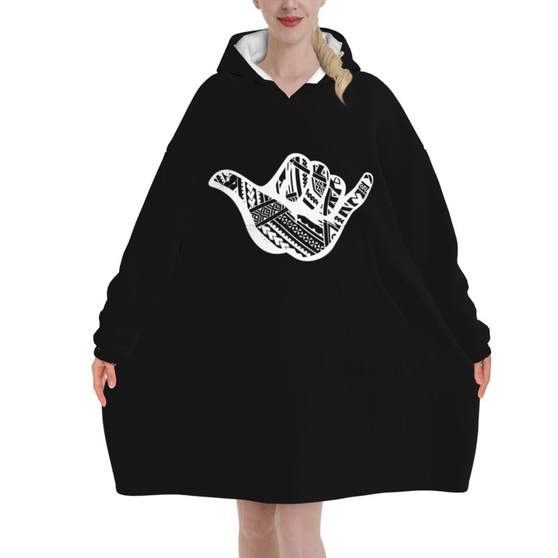 Polynesian Tattoo Shaka Tribal - đánh giá và giá Sherpa Hoodie Fleece