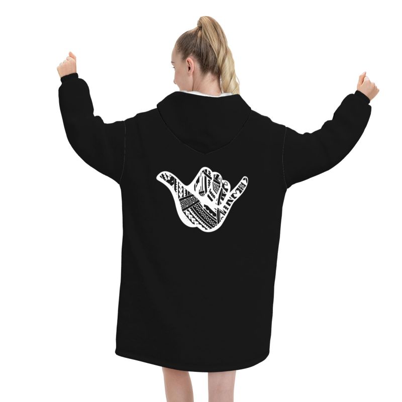 Polynesian Tattoo Shaka Tribal - đánh giá và giá Sherpa Hoodie Fleece