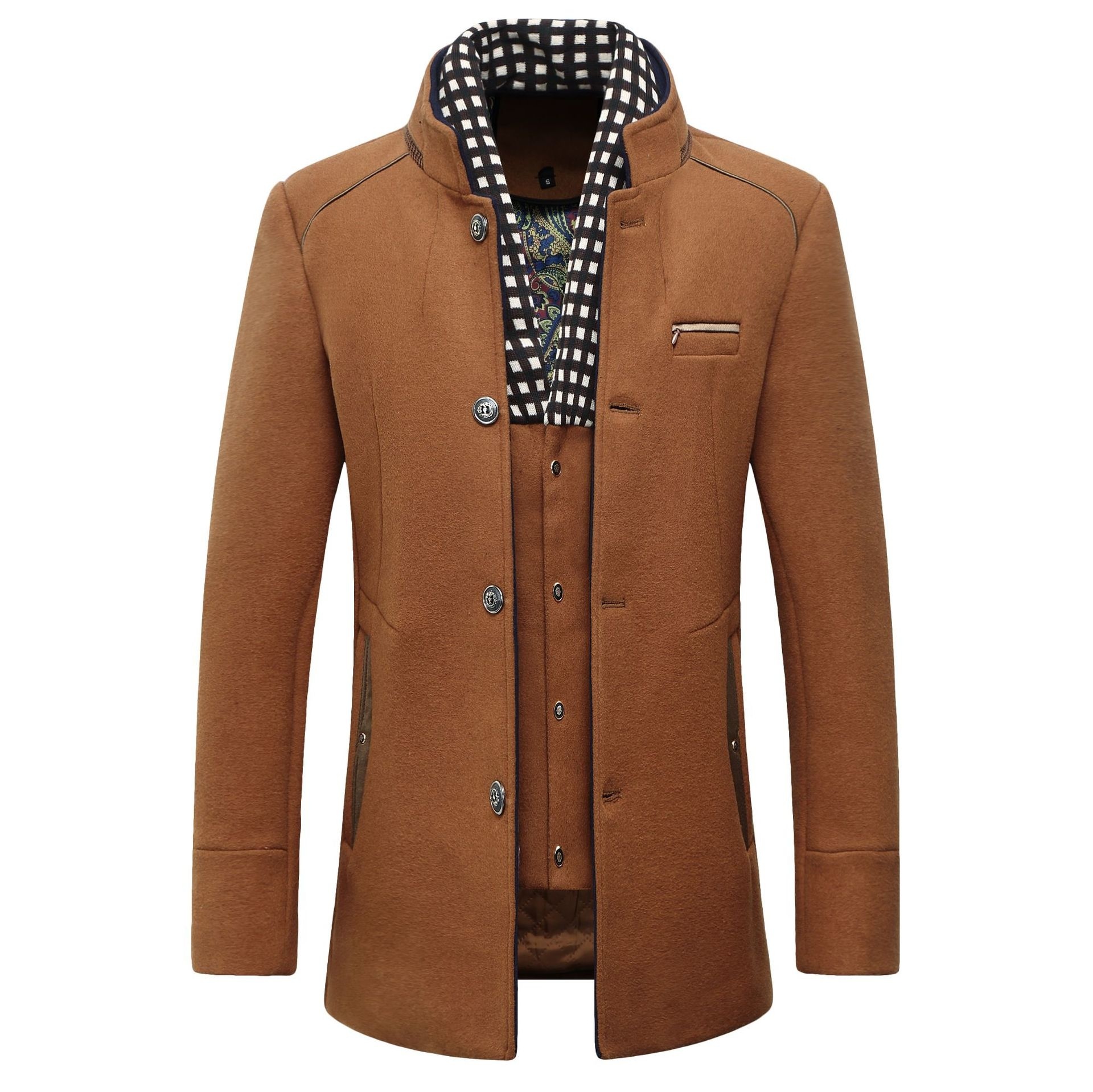 Len Nam Thời Trang Áo Khoác Cổ - đánh giá và giá Wool Coat Peacoat