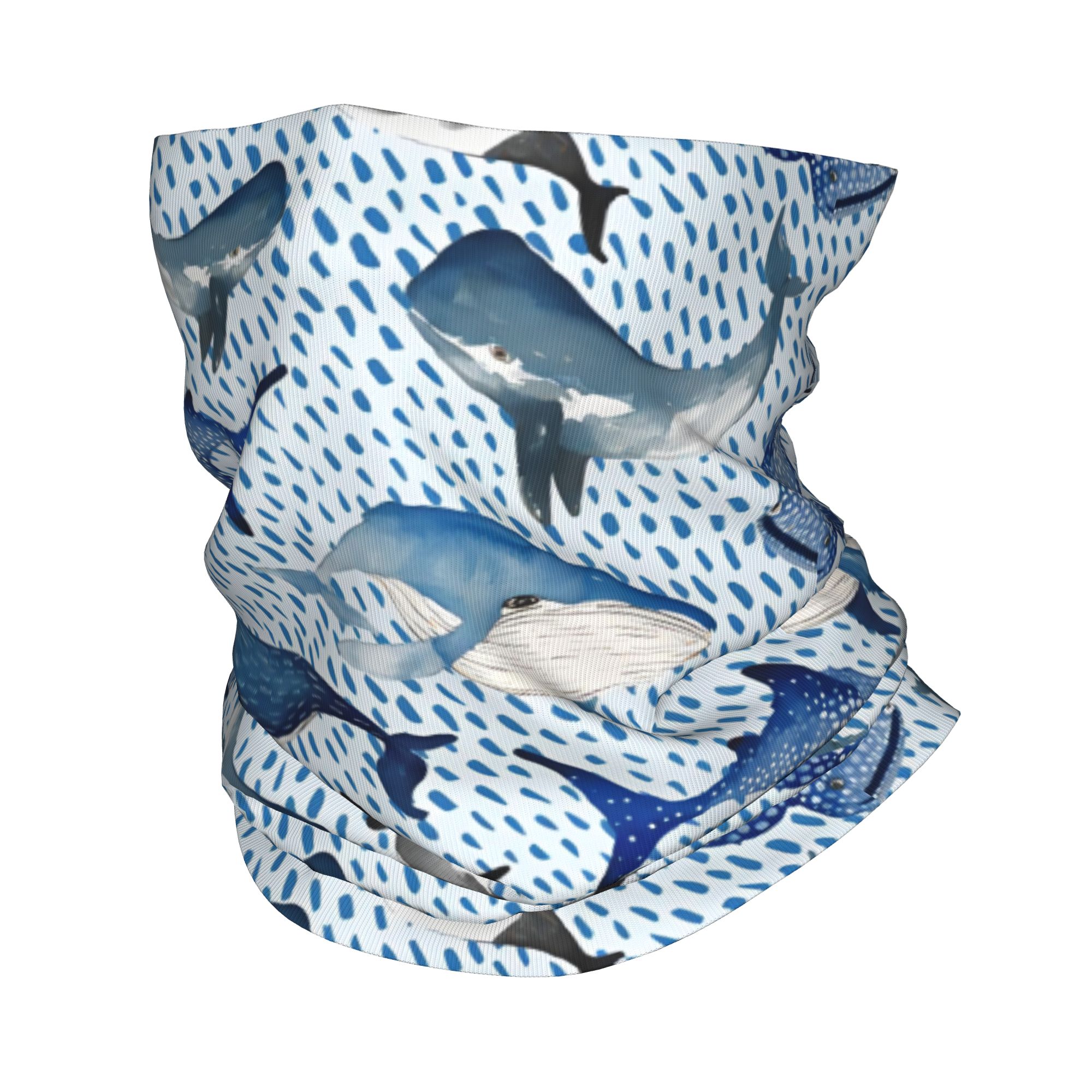 Custom Blue Watercolour Shark  - đánh giá và giá Neck Gaiter Fleece