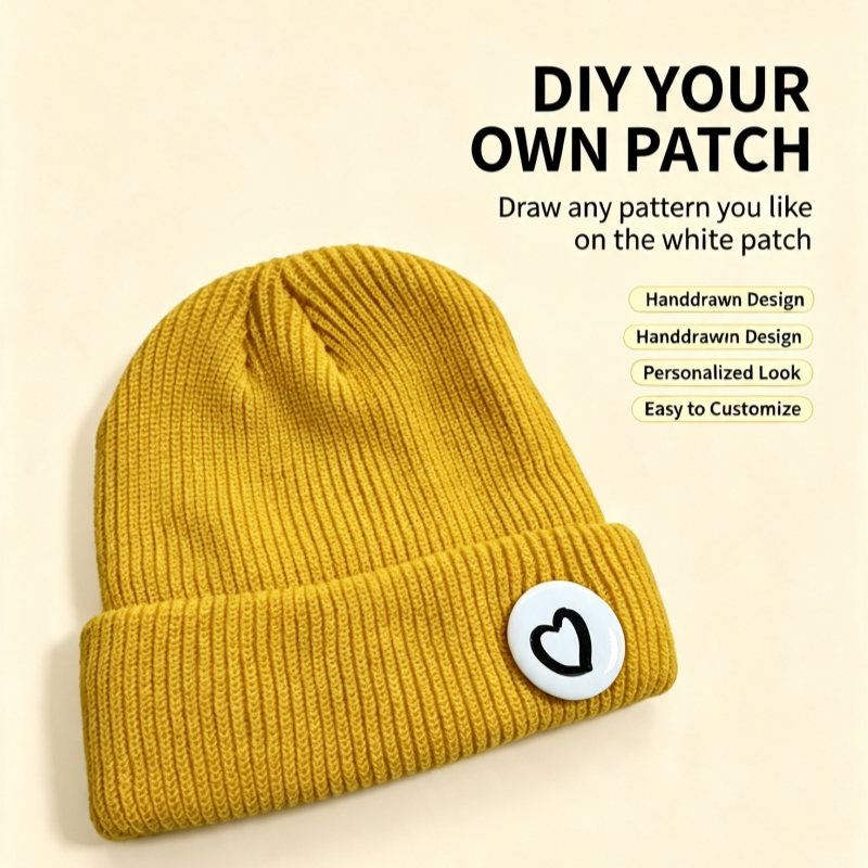 Blank DIY Hand Drawn Patch Kni - đánh giá và giá Knit Beanie Hat Warm