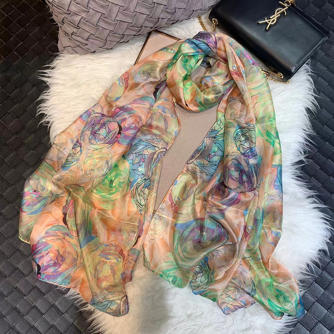 Nữ Xanh 100% Lụa Khăn Choàng M - đánh giá và giá Shawl Wrap Winter