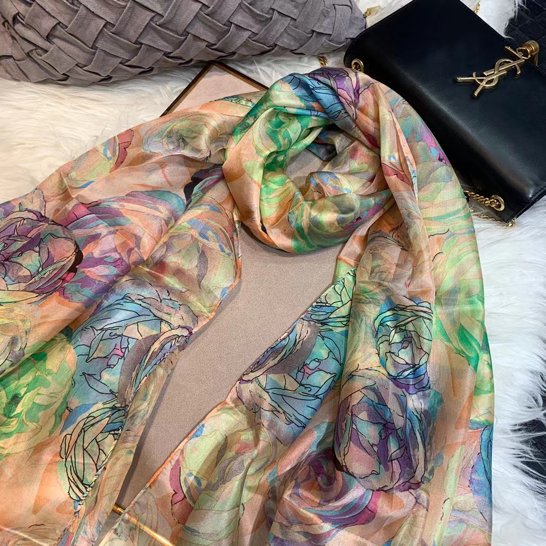 Nữ Xanh 100% Lụa Khăn Choàng M - đánh giá và giá Shawl Wrap Winter