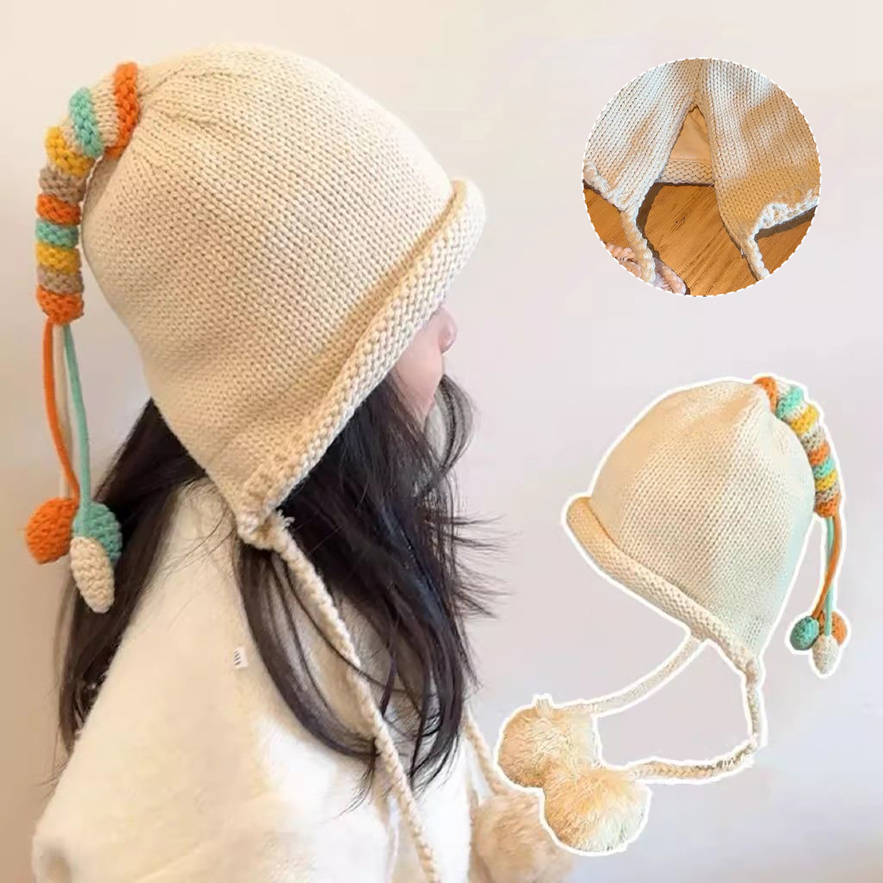 Rainbow Tail Children Ear Prot - đánh giá và giá Knit Beanie Hat Warm