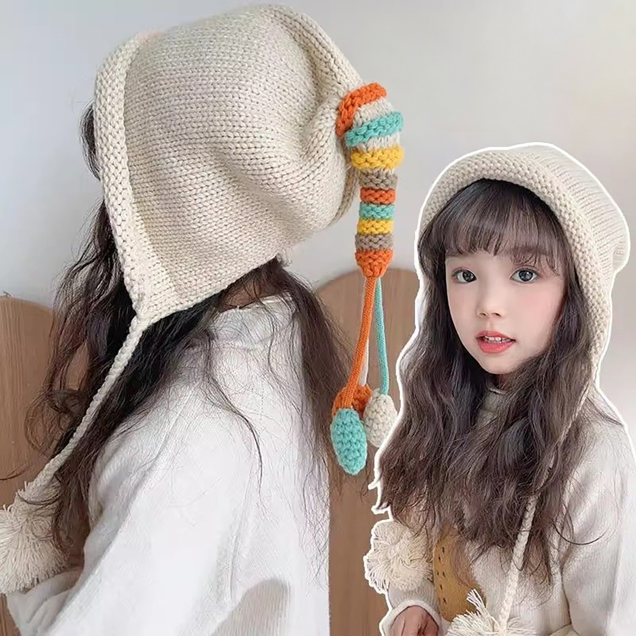 Rainbow Tail Children Ear Prot - đánh giá và giá Knit Beanie Hat Warm