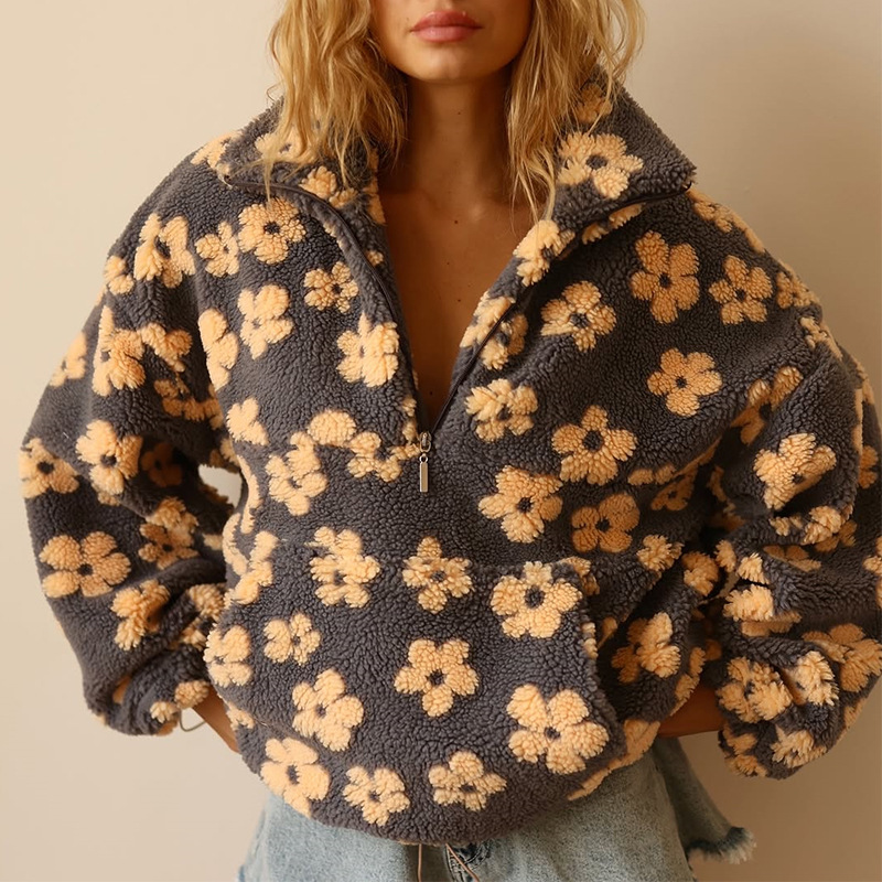 Floral Sherpa Half Zip Pullove - đánh giá và giá Sherpa Hoodie Fleece