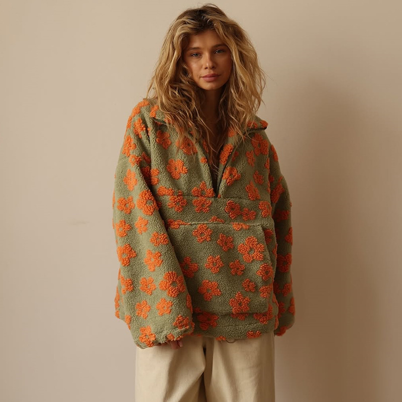 Floral Sherpa Half Zip Pullove - đánh giá và giá Sherpa Hoodie Fleece