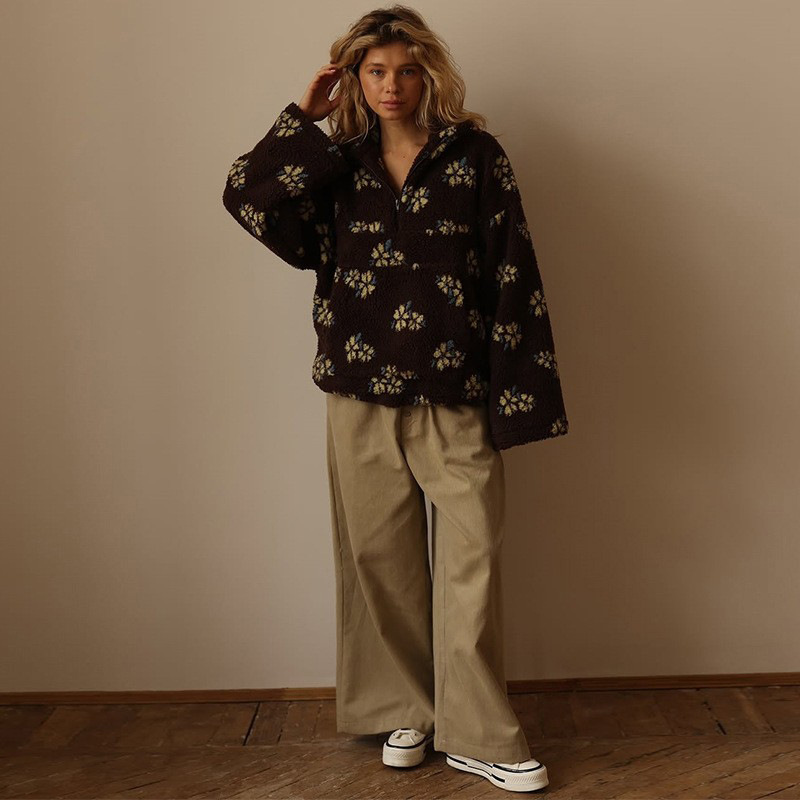 Floral Sherpa Half Zip Pullove - đánh giá và giá Sherpa Hoodie Fleece
