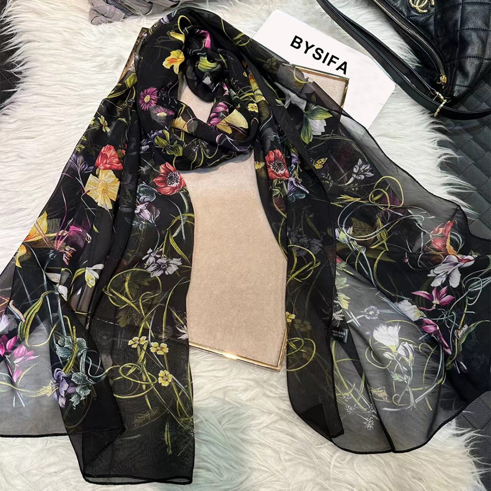 BYSIFA|New Black Pure Silk Wom - đánh giá và giá Shawl Wrap Winter