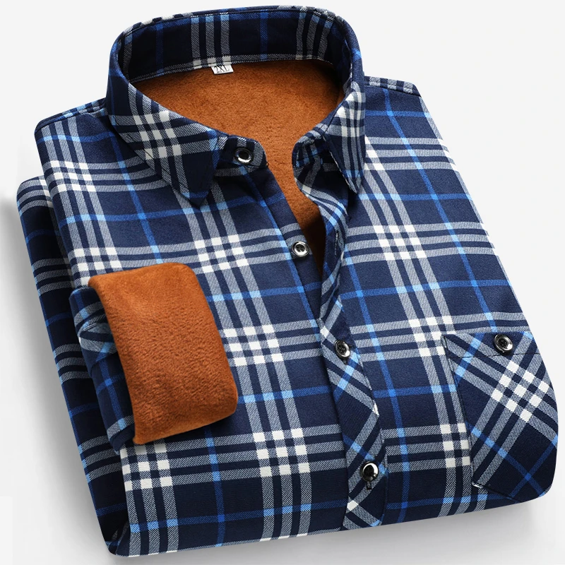 Autumn and Winter Men's Fleece - đánh giá và giá Flannel Shirt Lined
