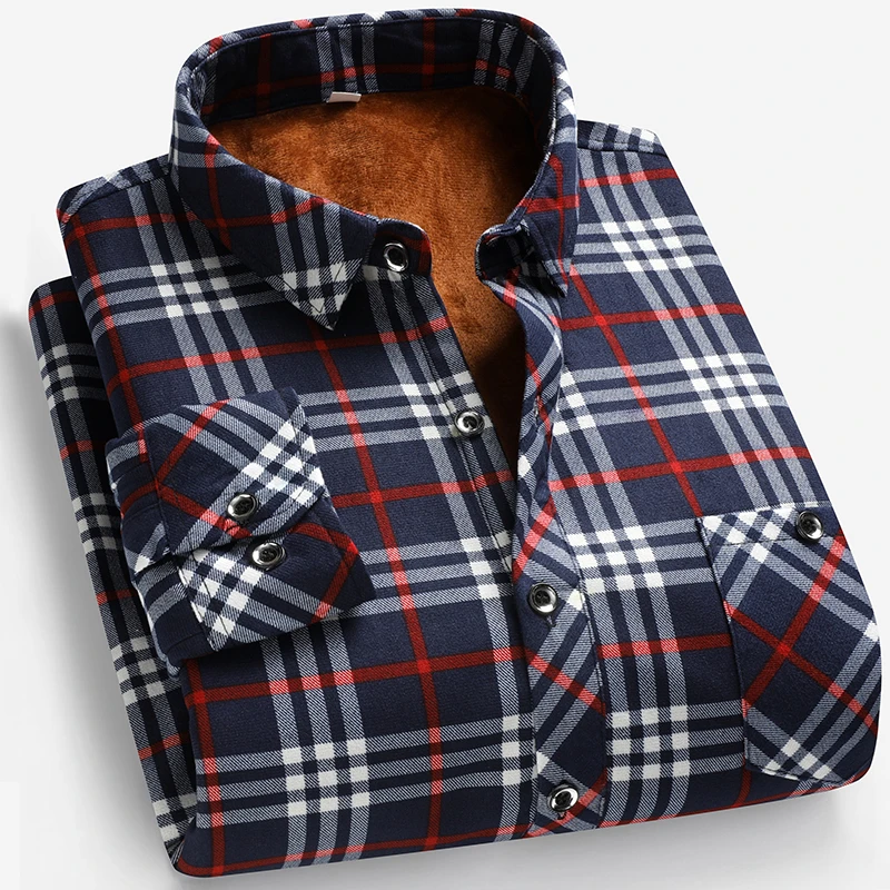 Autumn and Winter Men's Fleece - đánh giá và giá Flannel Shirt Lined