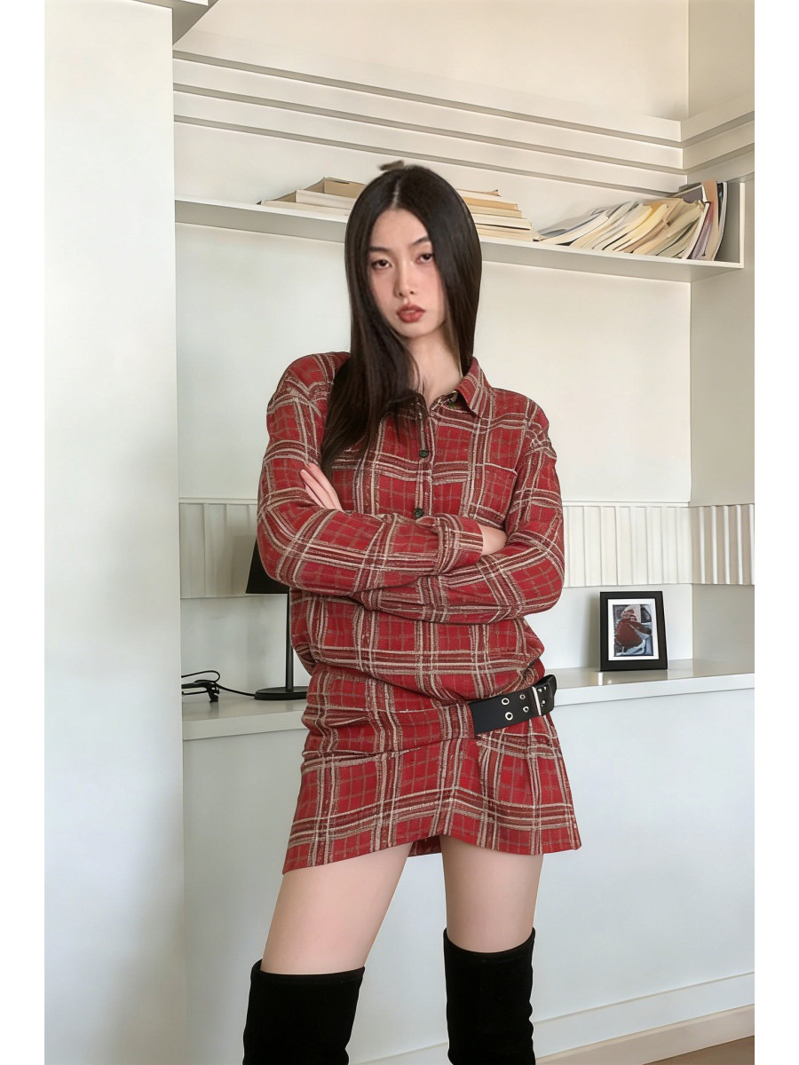 Punk Plaid Flannel Shirt Dress - đánh giá và giá Flannel Shirt Lined