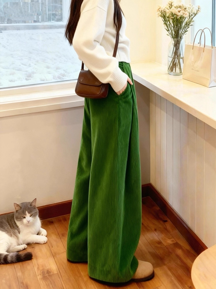 Green Corduroy Wide Leg Pants  - đánh giá và giá Corduroy Pant Warm
