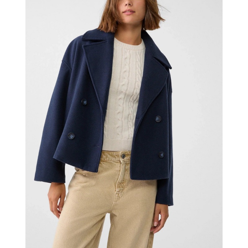 Women's Oversized Double Breas - đánh giá và giá Wool Coat Peacoat