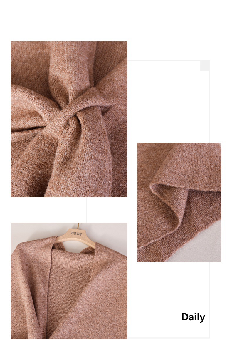 Simple Solid Color Knitted Tri - đánh giá và giá Shawl Wrap Winter